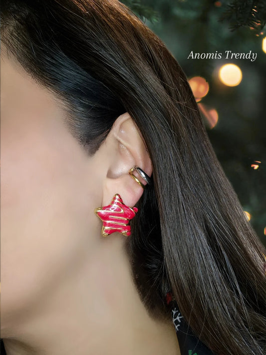 Orecchini Stellari in acciaio gold smaltati misura 2,5cm