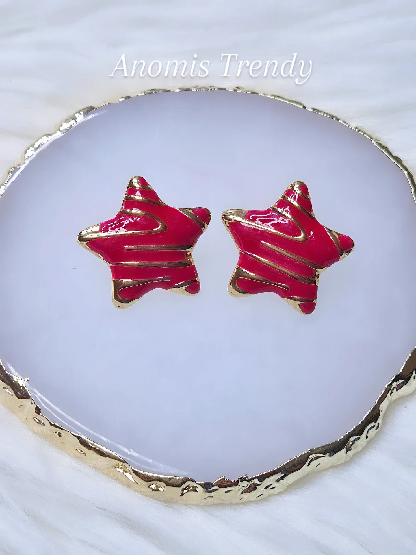 Orecchini Stellari in acciaio gold smaltati misura 2,5cm