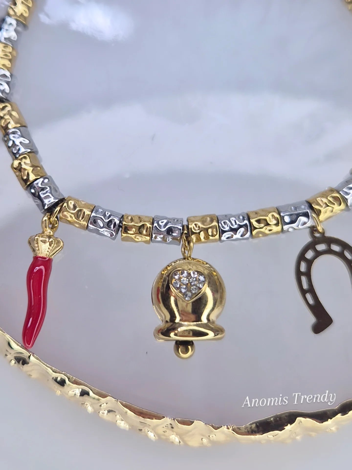 Nuovi Bracciali mod. D0D0🦤 PortaFortuna in acciaio Silver o bicolor con charms smaltati e zirconati