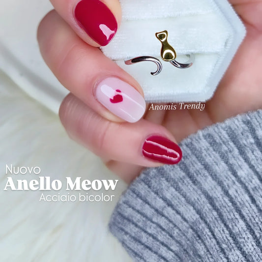 Anello Meow 🐱 in acciaio bicolor mis. regolabile