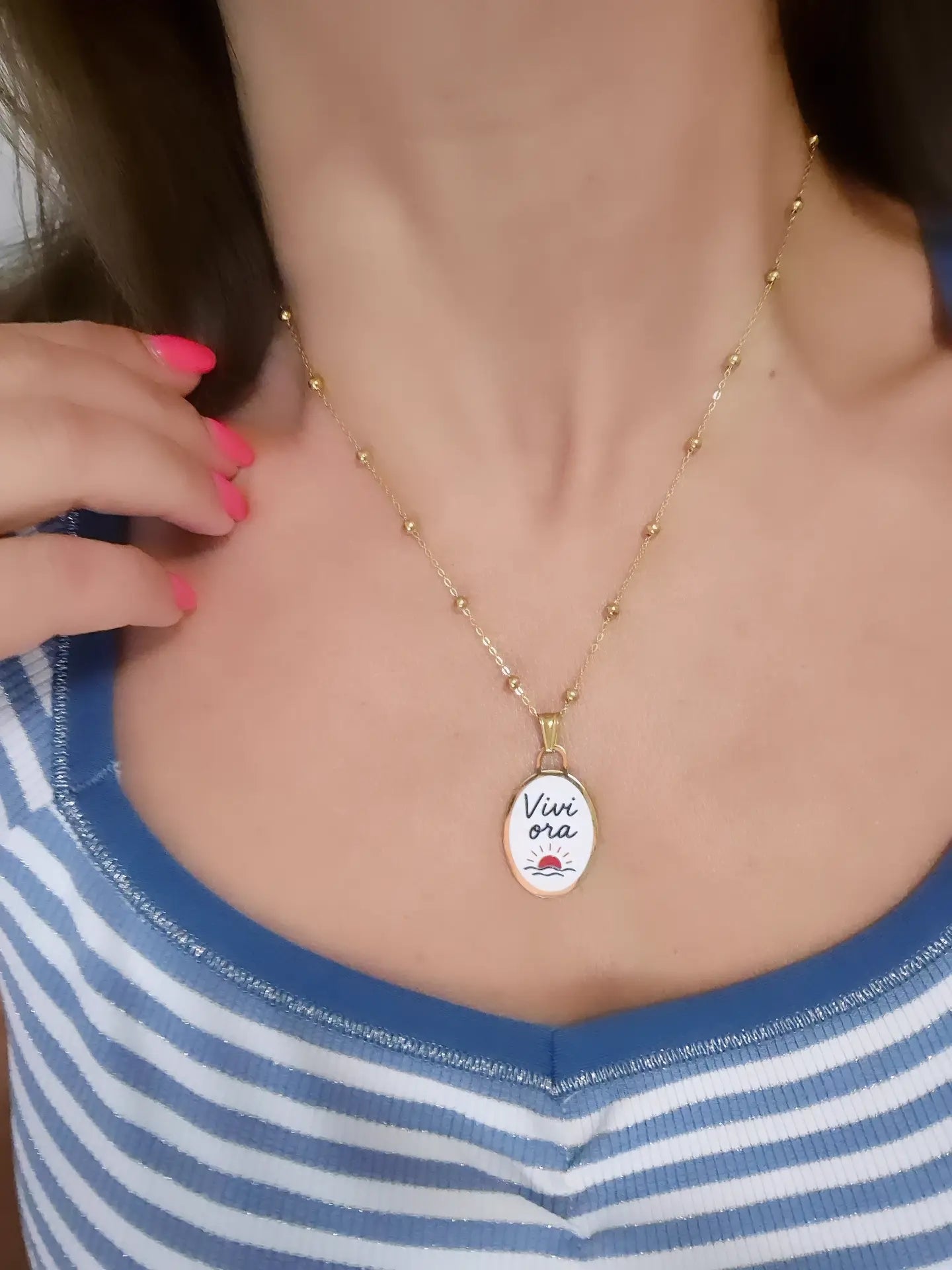 Collana con frase motivazionale 100% acciaio silver/gold 45+5cm