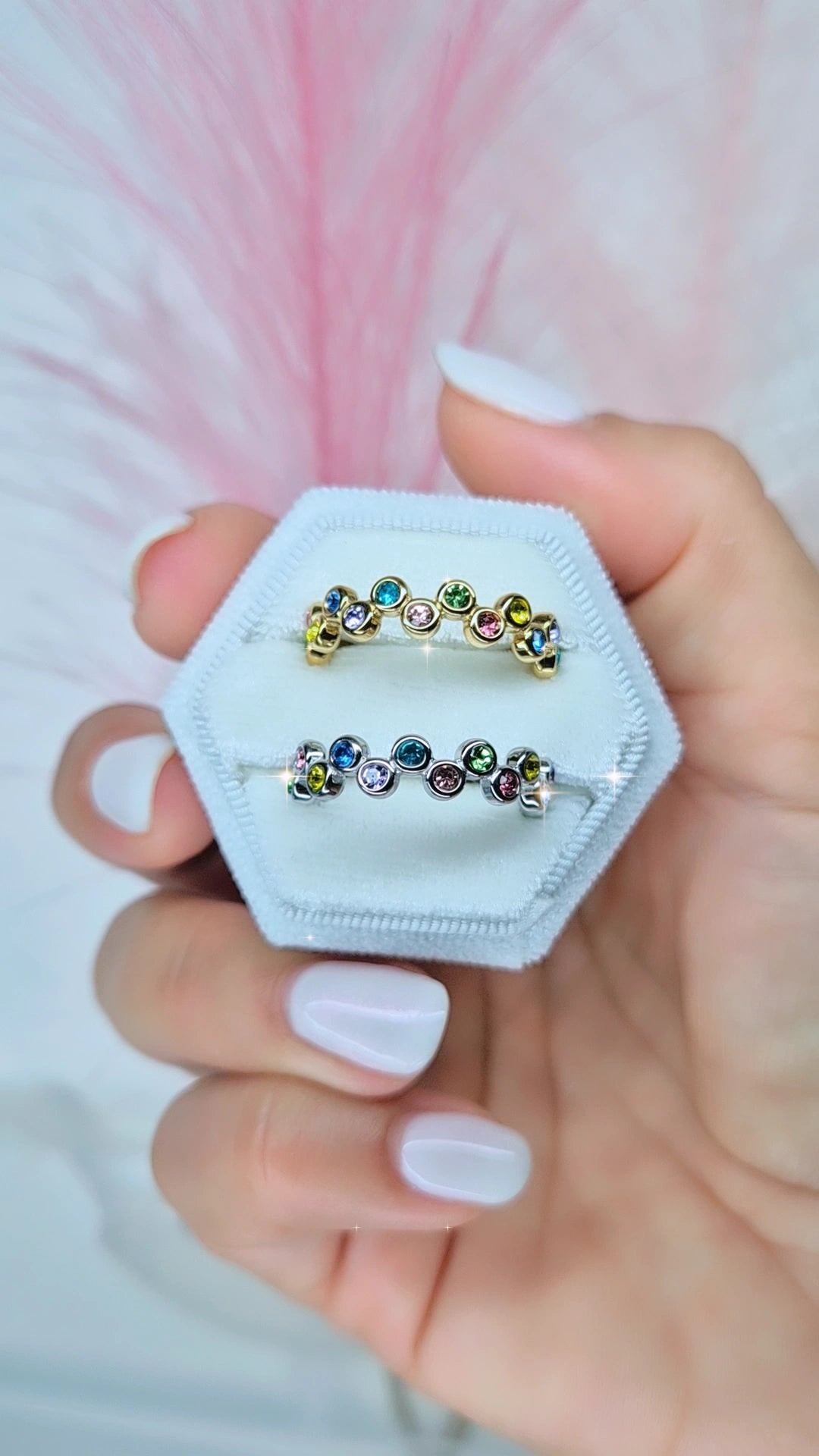 Anello Fedina Eternity zig zag in acciaio con zirconi misura regolabile