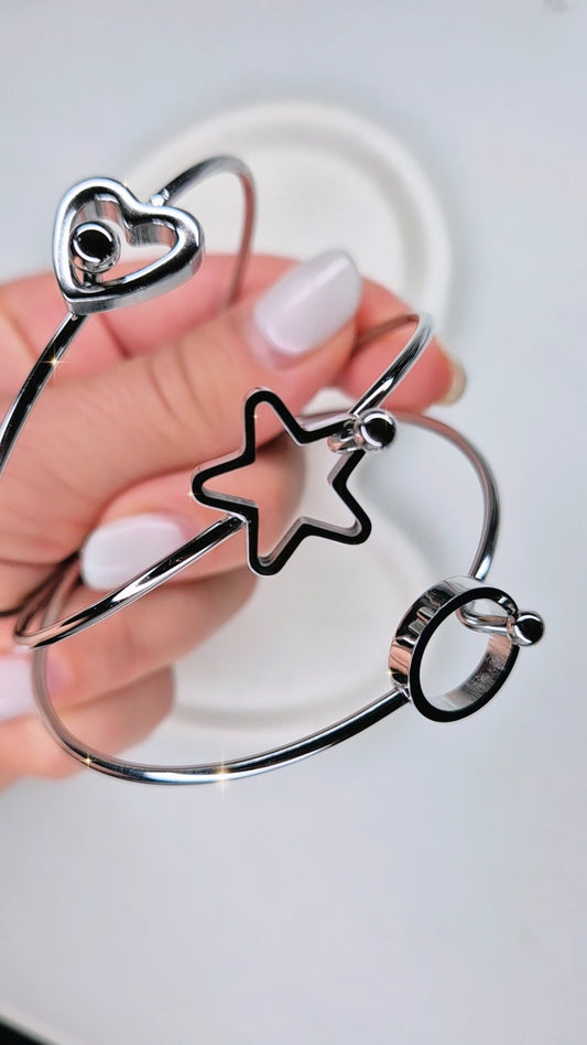 Bracciale rigido chiusura a Cuore Stella o Tondo