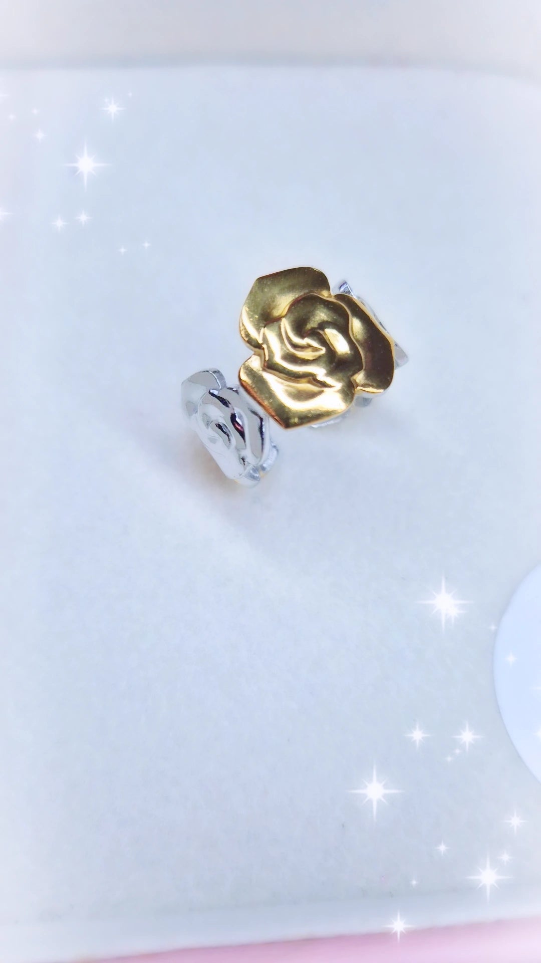 Anello a fascia Rose d'Autunno in acciaio bicolor mis. regolabile
