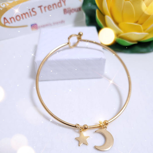 Bracciale rigido acciaio dorè chiusura Cuore