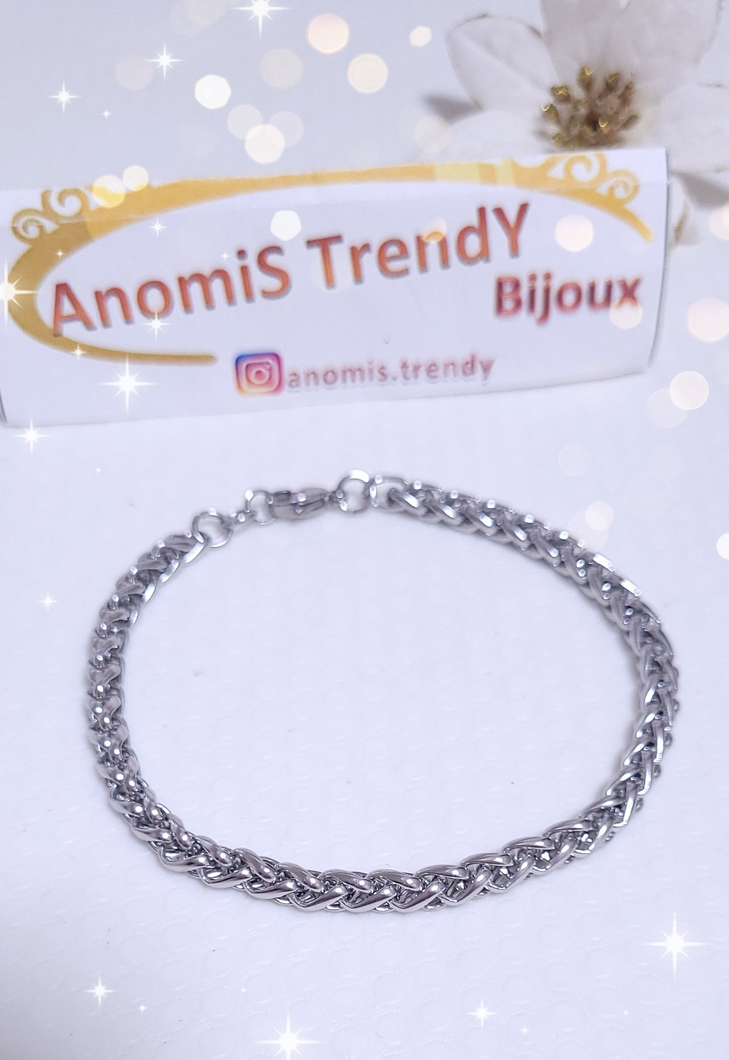 Bracciale uomo catena maglia "Spiga" in acciaio silver