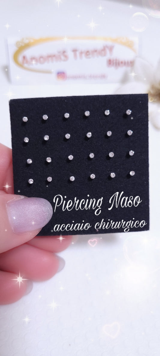 Piercing orecchino Naso in Acciaio chirurgico anallergico con zircone crystal luminoso
