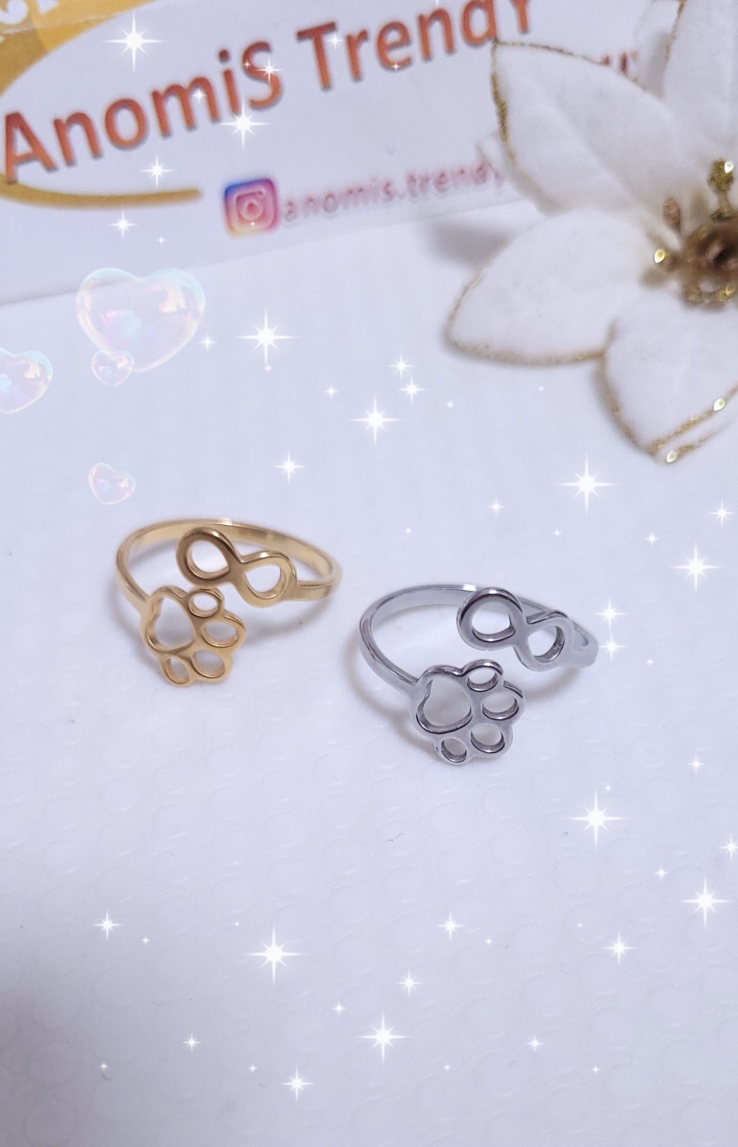Anello Love my Pet 🐾 Infinito ♾️ acciaio mis. regolabile