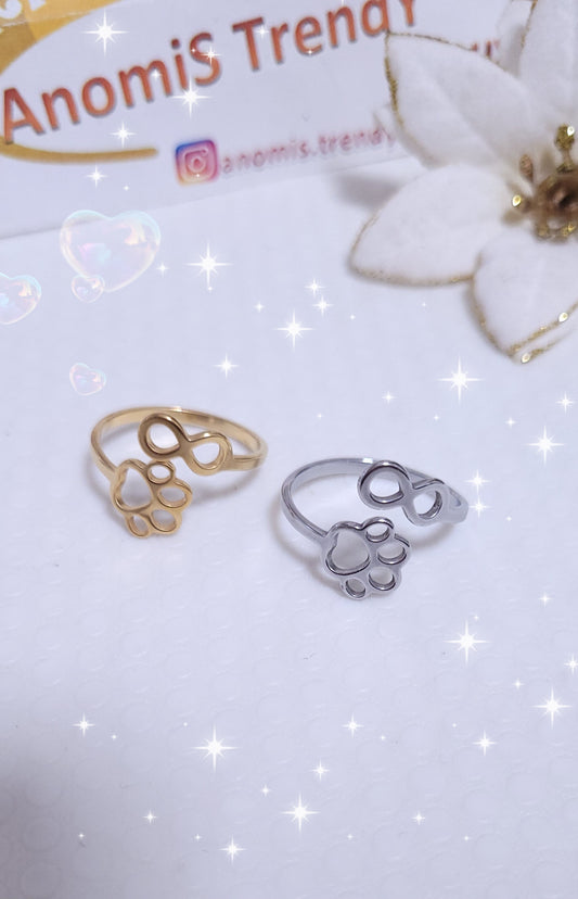Anello Love my Pet 🐾 Infinito ♾️ acciaio mis. regolabile