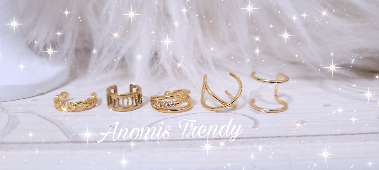 Ear cuff orecchini da cartilagine - senza foro - in acciaio gold