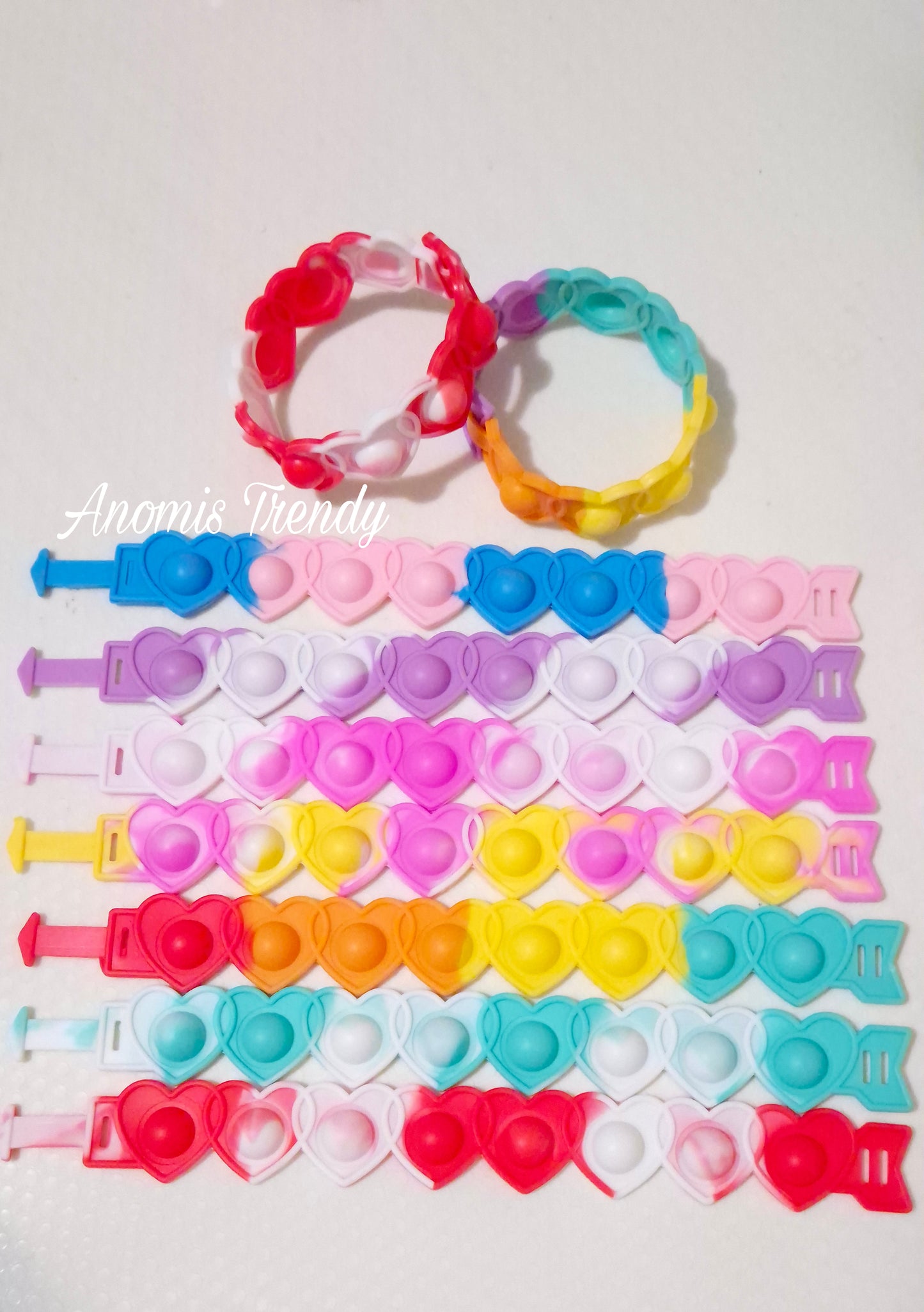 Bracciali POP IT CUORI in silicone anallergico doppia misura regolabile