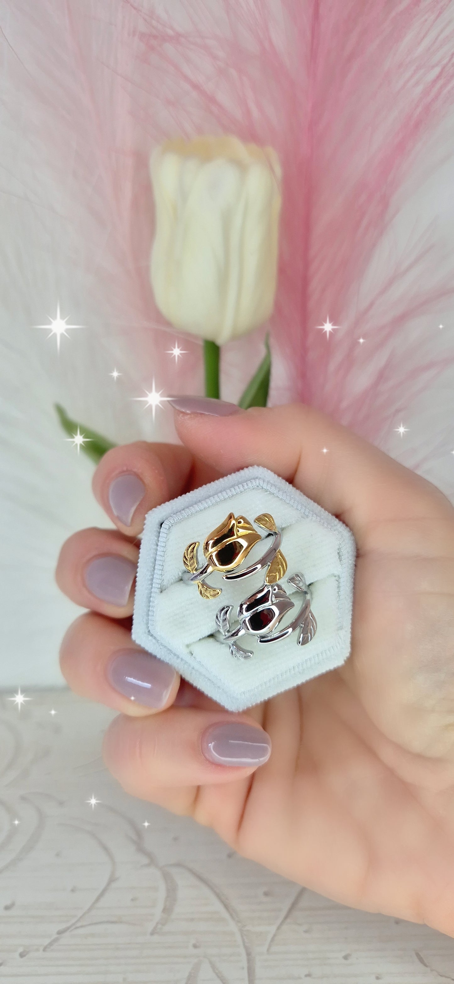 Anello Tulipano🌷in acciaio Silver o Bicolor misura regolabile