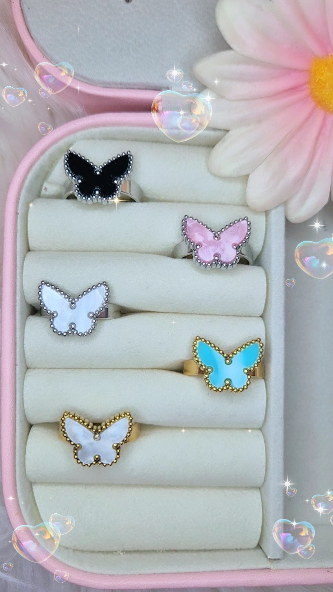Anello Butterfly 🦋 madreperla e acciaio silver/gold misura regolabile