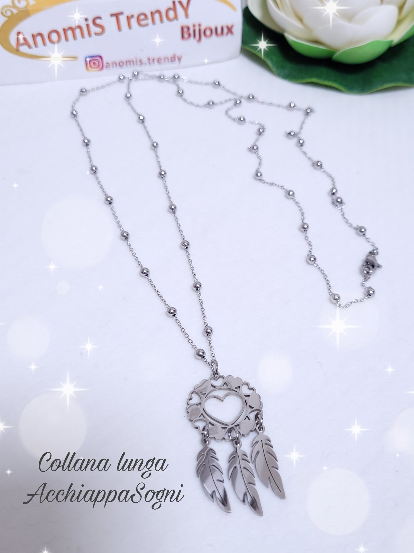 Collana tipo Rosario in acciaio con Acchiappasogni