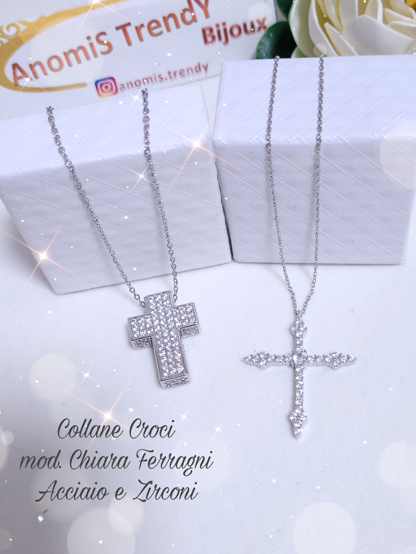 Collana Croce Squared mod. Chiara F con Zirconi