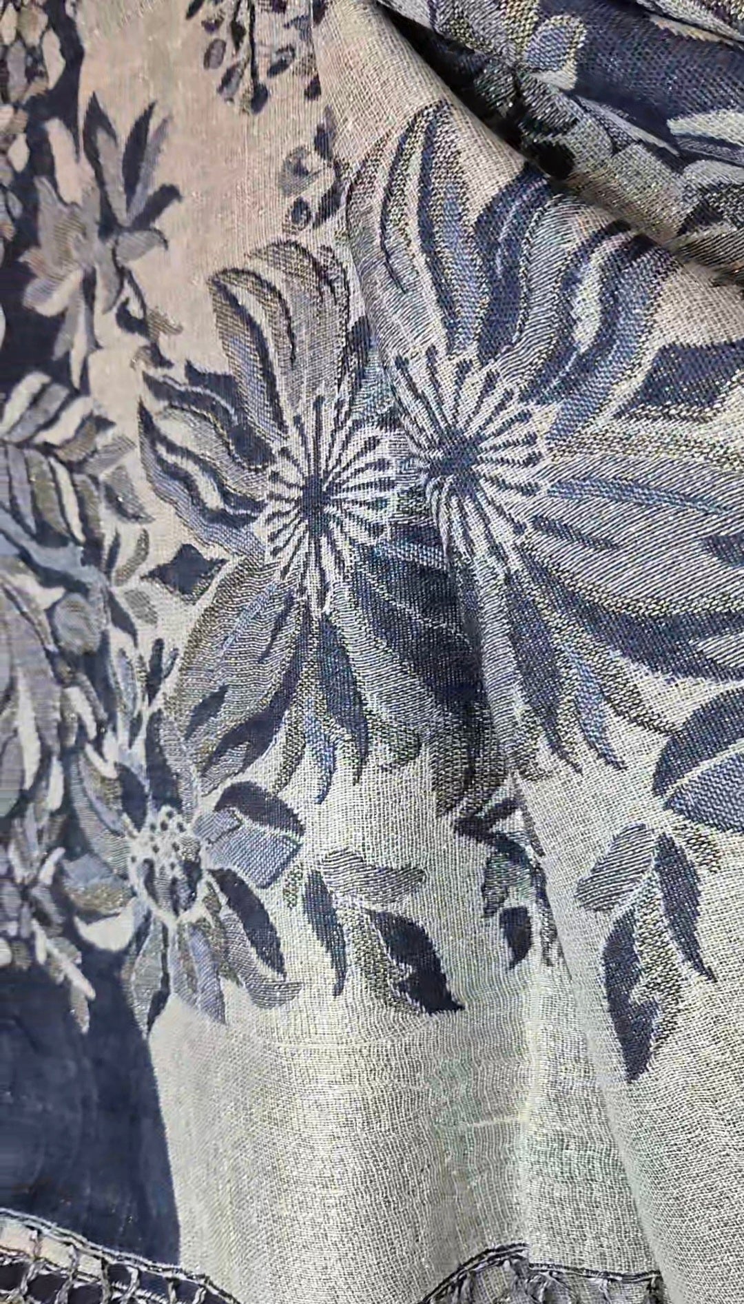Foulard 100% Viscosa Lurex fantasia Foglie & Fiori + IN OMAGGIO 1 Pinza Fiore