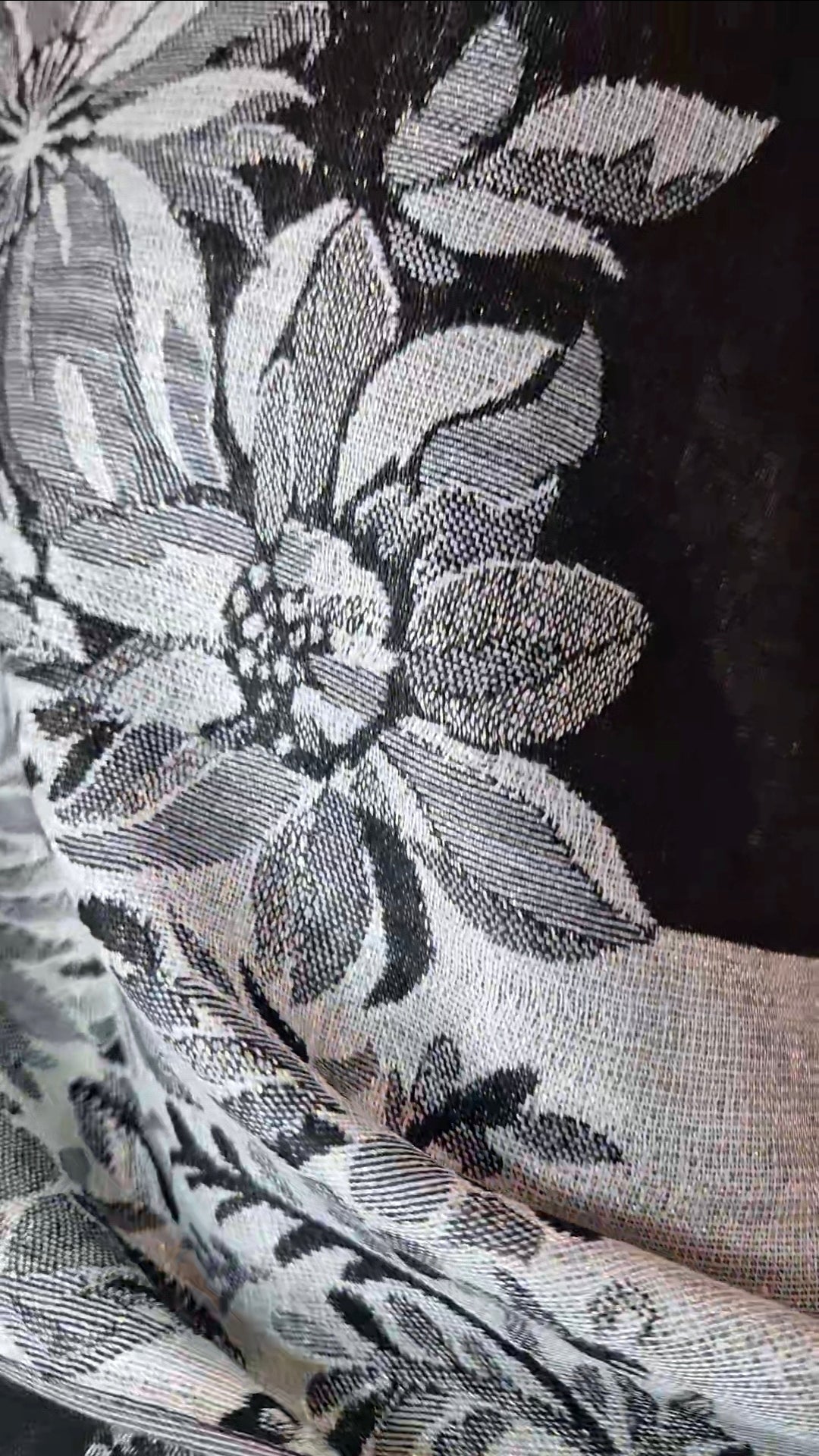 Foulard 100% Viscosa Lurex fantasia Foglie & Fiori + IN OMAGGIO 1 Pinza Fiore