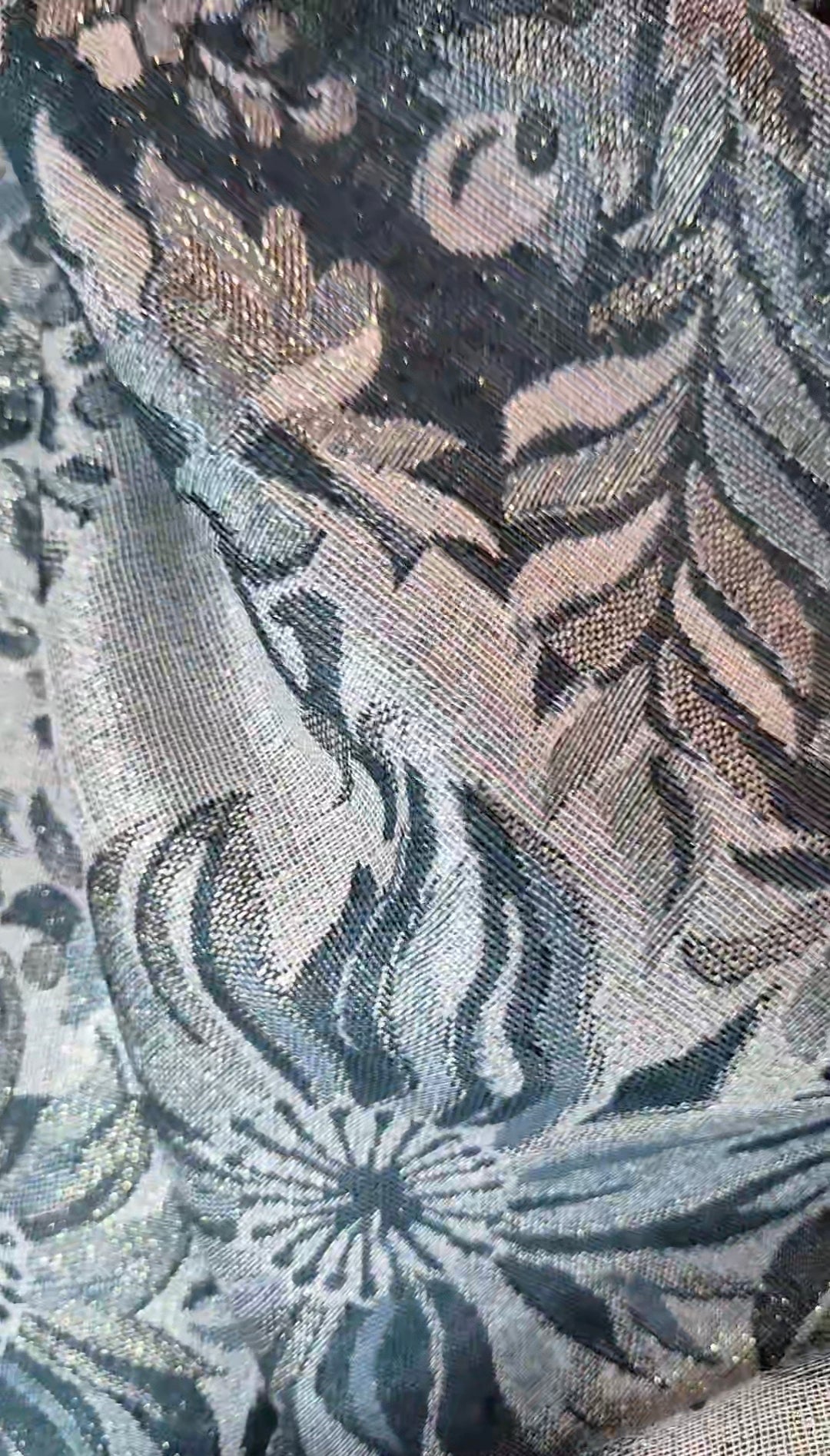 Foulard 100% Viscosa Lurex fantasia Foglie & Fiori + IN OMAGGIO 1 Pinza Fiore