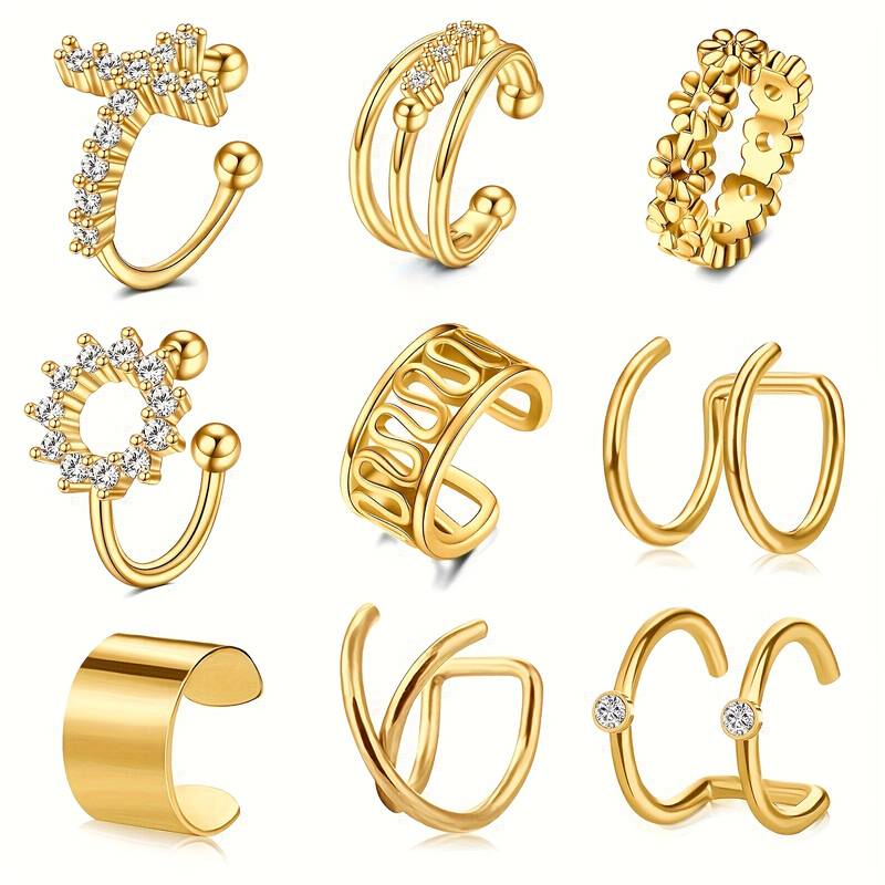 Ear cuff orecchini da cartilagine - senza foro - in acciaio gold