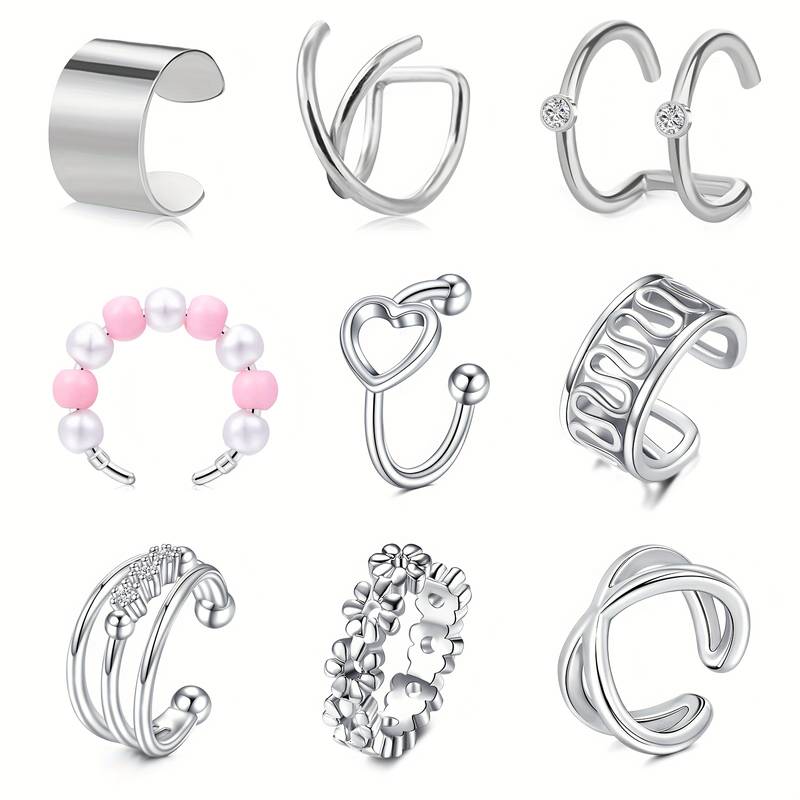 Ear cuff orecchini da cartilagine - senza foro - in acciaio silver