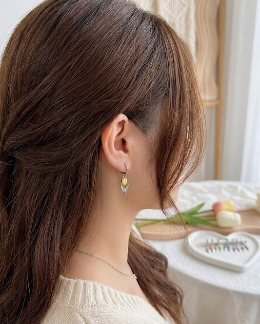 Orecchini Tulipano 🌷 mini hoops 1 cm in acciaio silver anallergico