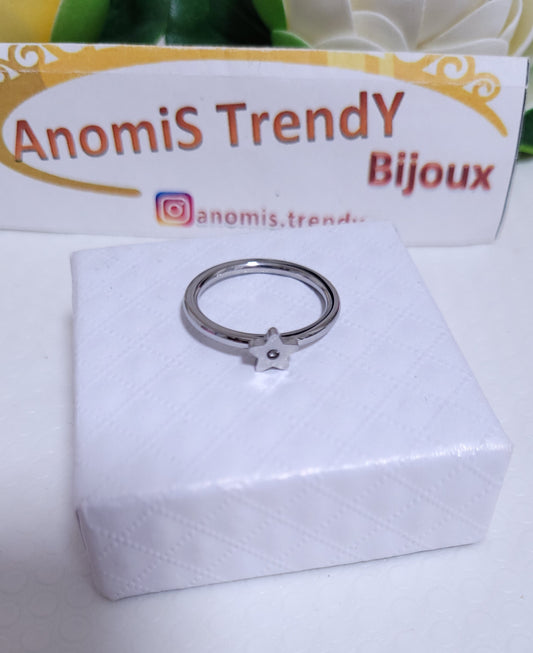 Anello Stella con zirconi in Acciaio inossidabile anallergico