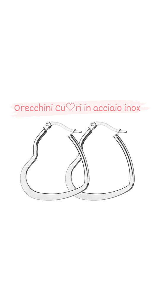 Orecchini Cuori aperti in Acciaio Inox