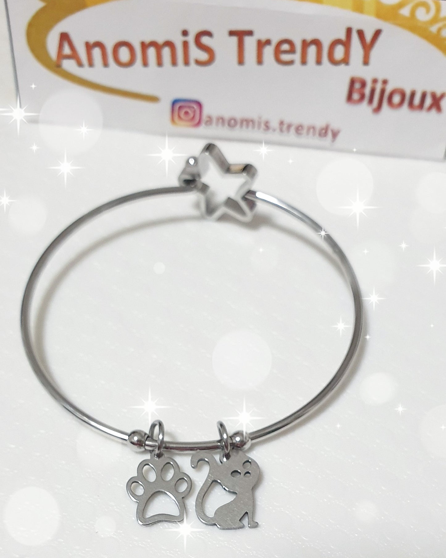 Bracciale rigido chiusura a Cuore o Stella