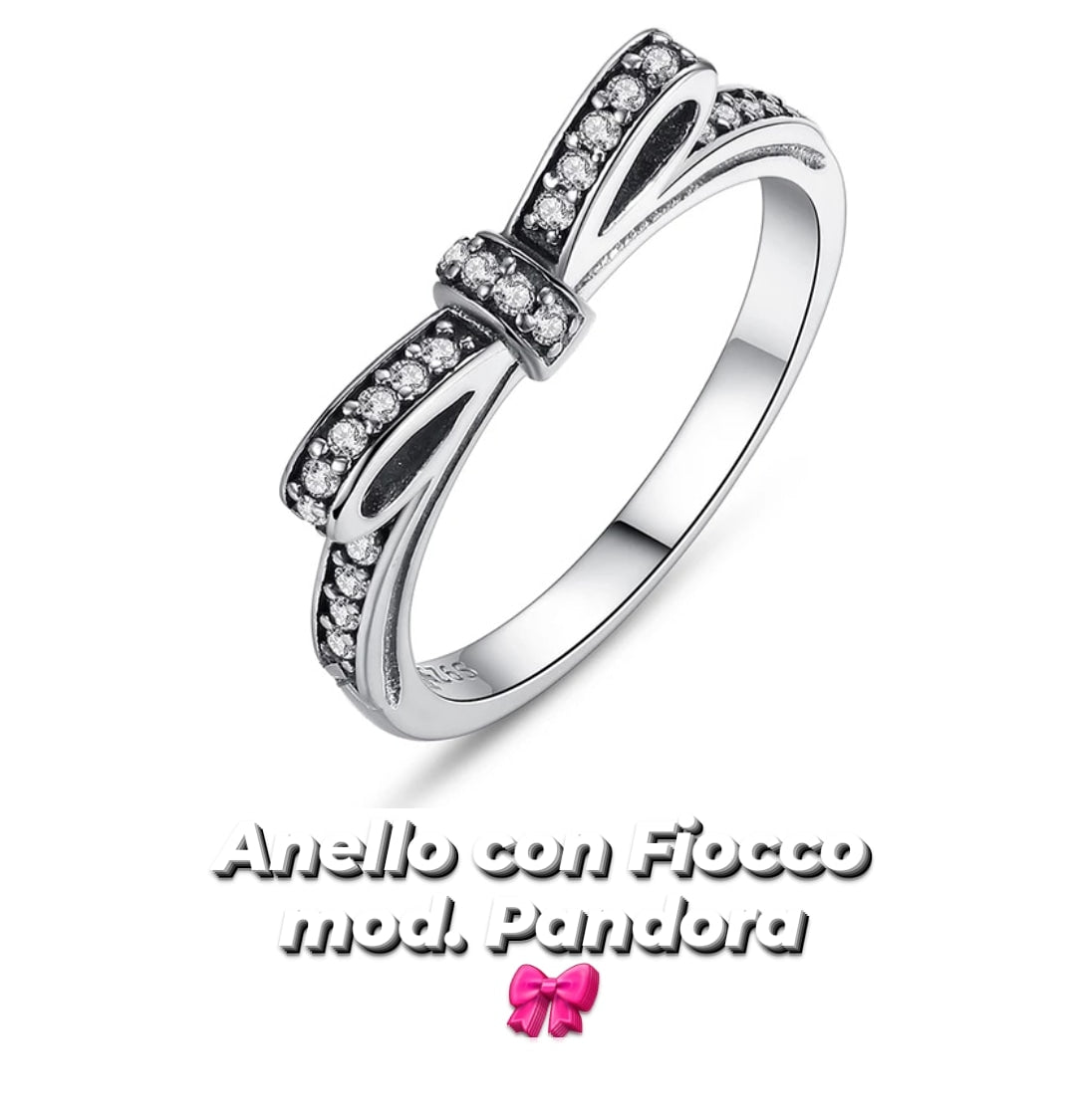 Anello Fiocco in acciaio con zirconi