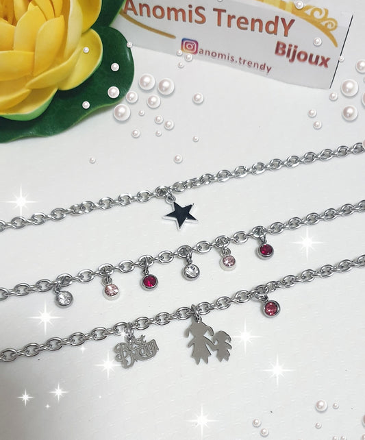 Bracciale catena fine personalizzabile con ciondoli a scelta