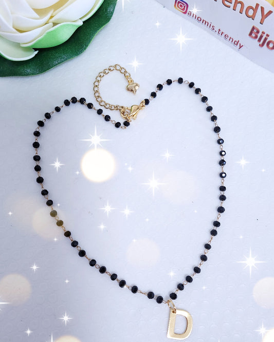 Collana girocollo rosario personalizzata con lettera iniziale