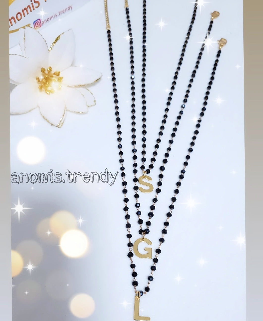 Collana girocollo rosario personalizzata con lettera iniziale