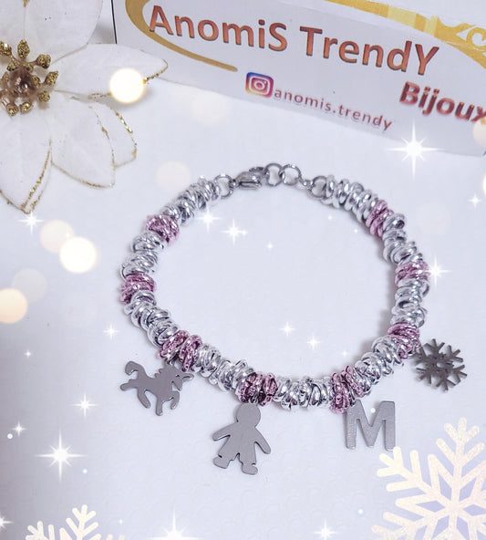 Bracciale NODINI MIX ARGENTO & ROSA personalizzabile