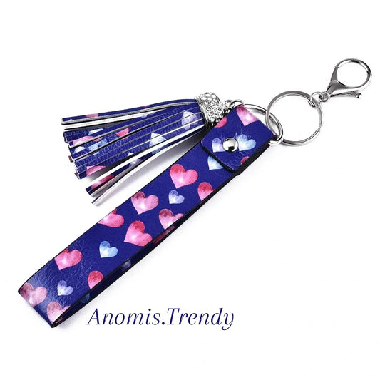 PORTACHIAVI BLU ROYAL con CUORI ROSA