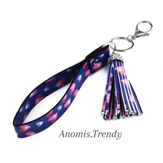 PORTACHIAVI BLU ROYAL con CUORI ROSA