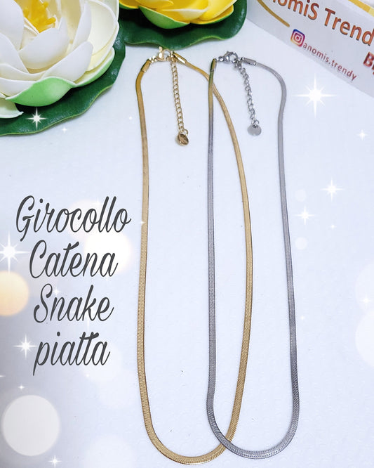 Collana Snake piatta in Acciaio mis. regolabile