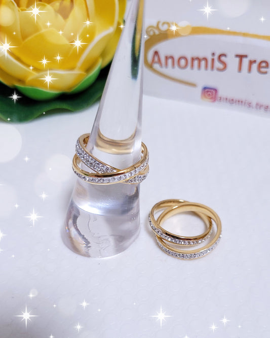 Anello fedine zirconi incrociate