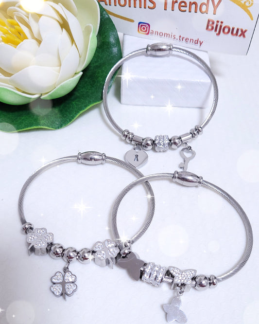 Bracciale mod pandora con charms zirconi