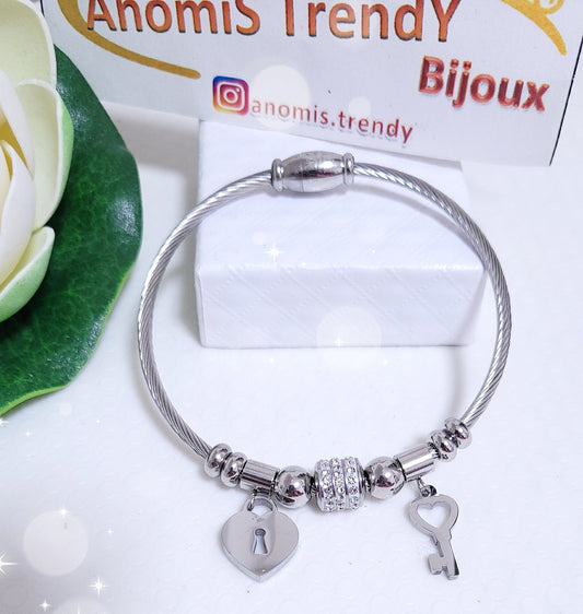 Bracciale mod pandora con charms zirconi
