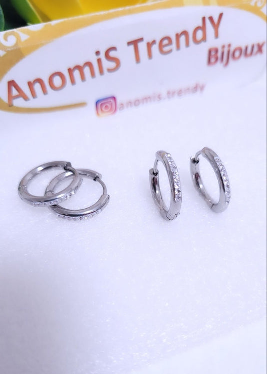 Orecchini cerchi 1.5cm con Zirconi