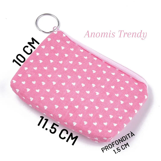 Mini Beauty pochette con zip fantasia Cuoricini Bianchi