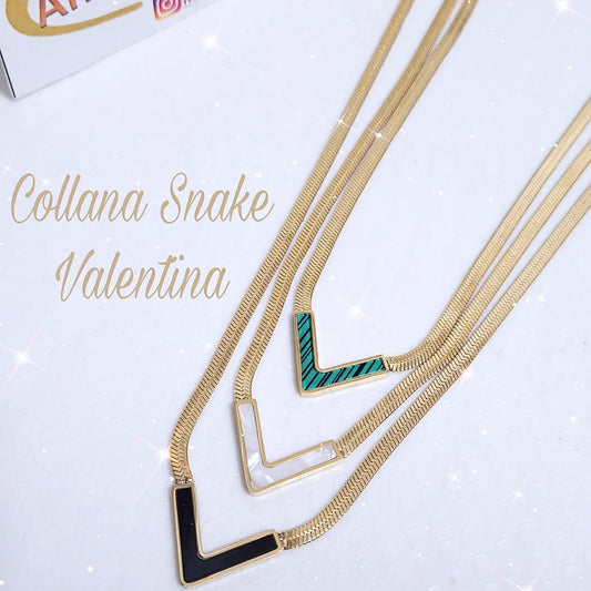 Collana snake Valentina F in acciaio dorè mis. 41cm+5cm
