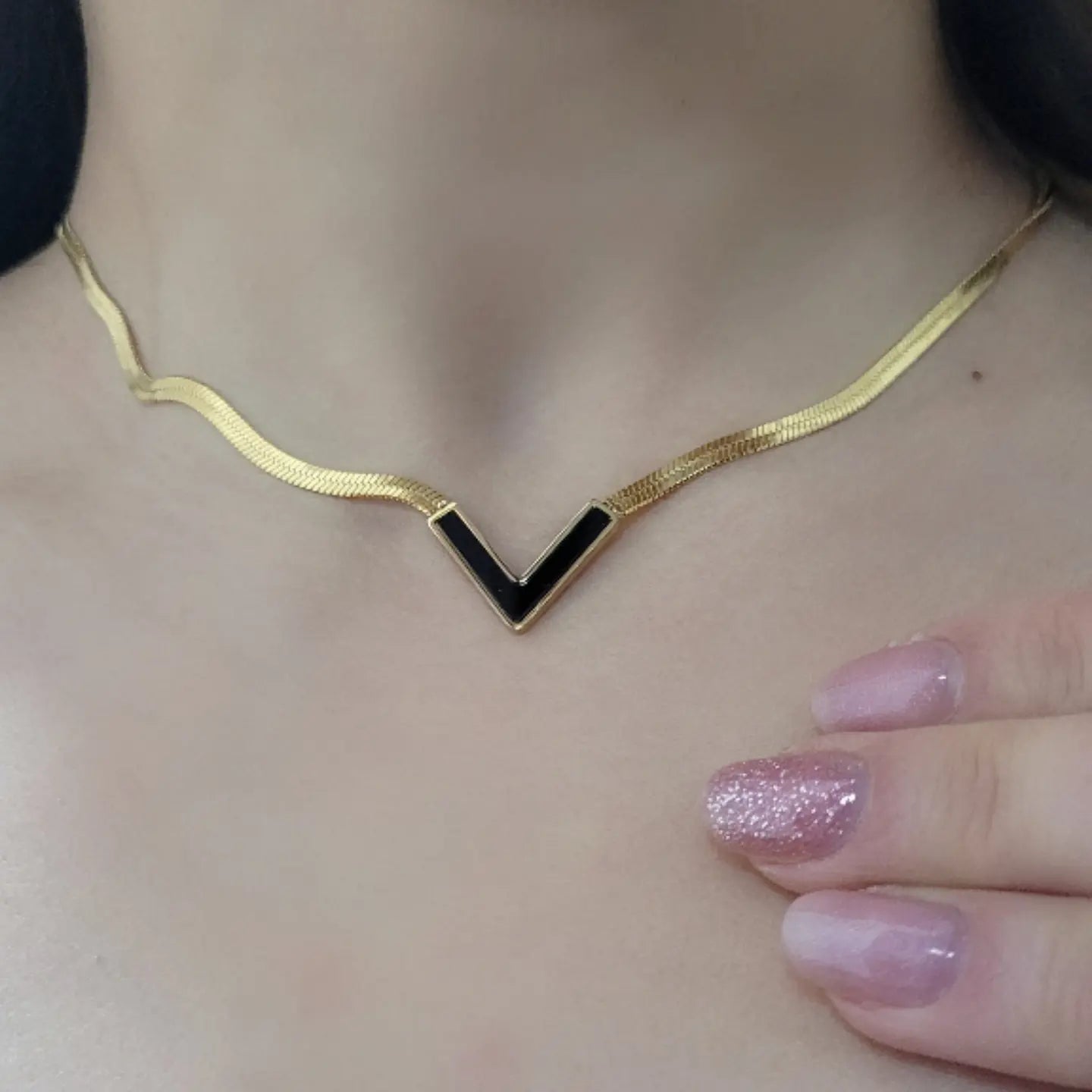 Collana snake Valentina F in acciaio dorè mis. 41cm+5cm