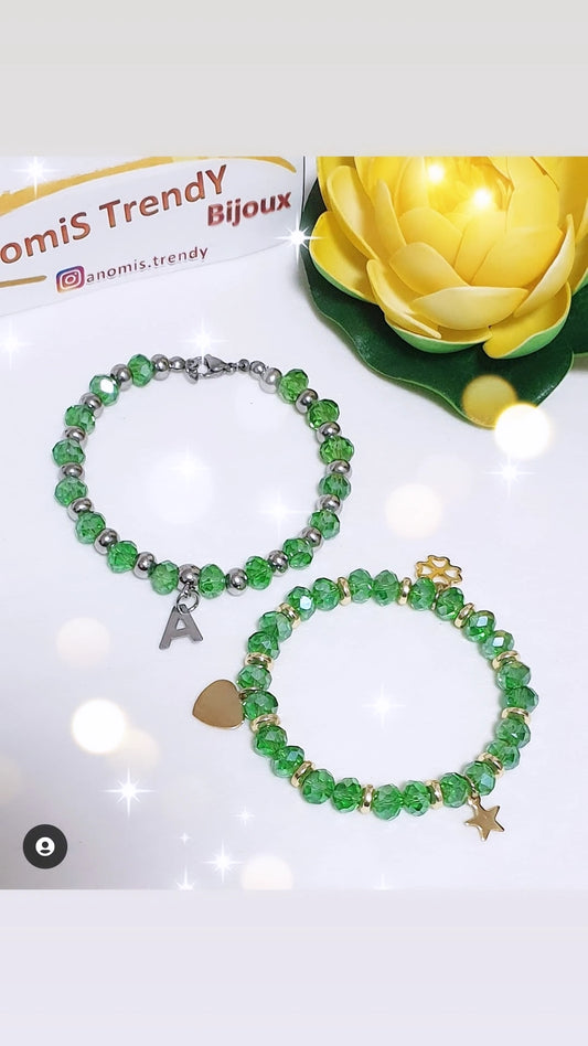 Bracciale cristalli verde smeraldo personalizzabile