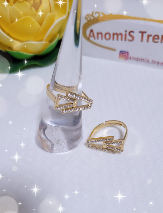 Anello V con zirconi in acciaio