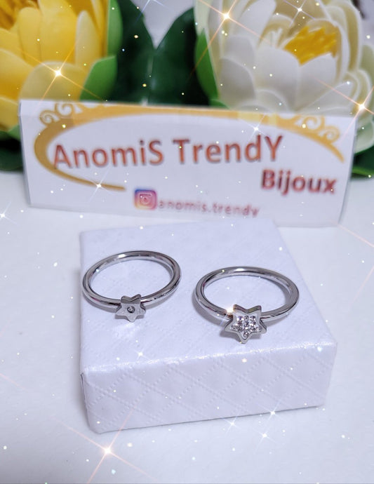 Anello Stella con zirconi in Acciaio inossidabile anallergico