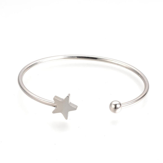 Bracciale bangle semirigido con Stellina in Acciaio