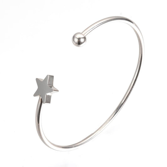 Bracciale bangle semirigido con Stellina in Acciaio