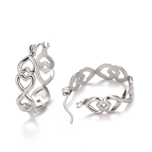 Orecchini giro Cuori 2.5cm Acciaio anallergico
